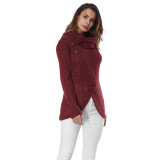 Cowl Neck Knit Wrap Pullover Sweater 8003