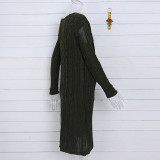 Cable Knit Longline Sweater Cardigan With Pocket 3607