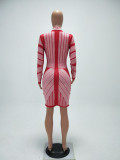 Long Sleeve Printed Bodycon Dress 2336