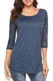 Lace Sleeve Women T Shirt 0589
