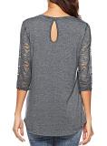 Lace Sleeve Women T Shirt 0589