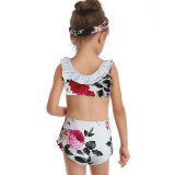 Floral Print Mother Daughter Swimwear White 190135