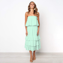 Two Piece Ruffle Layer Top And Skirt Light Blue 1859