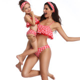 Mommy And Me Red Plaid Bikini Set 190126