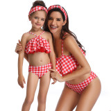 Mommy And Me Red Plaid Bikini Set 190126
