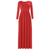 Long Sleeve Maxi Dress Red 1888