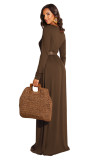 Long Sleeve Maxi Dress Brown 1888