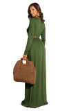 Long Sleeve Maxi Dress Army Green 1888