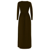 Long Sleeve Maxi Dress Brown 1888
