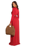 Long Sleeve Maxi Dress Red 1888