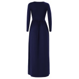 Long Sleeve Maxi Dress Blue 1888
