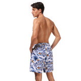 Floral Print Men Swim Shorts Blue 190271