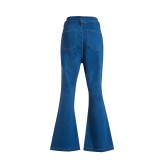 Flared Jean Pants With Belt 9016