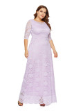 8 Colors Plus Size Wedding Lace Long Evening Dress 0092