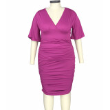 Plus Size Ruched Dress Purple 1130