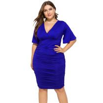 Plus Size Ruched Dress Blue 1130