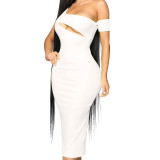 One Shoulder Cutout Party Wear Midi Dresses 1023