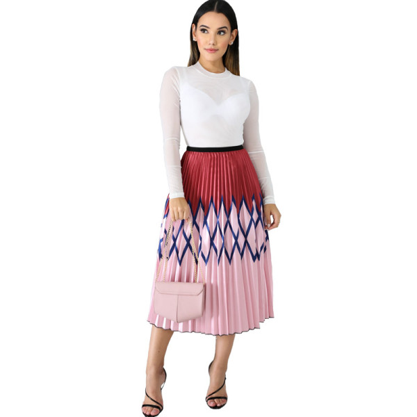 African Print Long Pleated Skirts