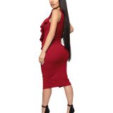 Draped Front Party Dress 1037