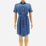 Button Down Denim Shirt Dress 1268