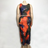 Two Piece Dye Tie Plus Size Dress 19260