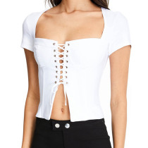 Lace Up Sexy Women Top Summer 7301J
