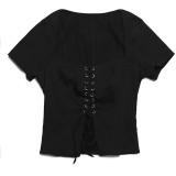 Lace Up Sexy Women Top Summer 7301J
