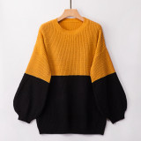 Color Block Loose Knitting Sweater 3102