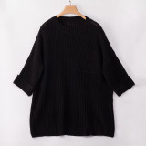 Casual Long Sweater With Pocket Design 3101