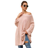 Casual Long Sweater With Pocket Design 3101