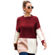 Color Block Loose Sweater For Women 3104