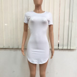 Blank T-Shirt Dress Women 2420