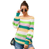 Colorful Striped Sweater Women 3072