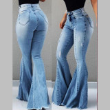High Waist Flared Jeans Women 658