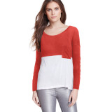 Color Block Long Sleeve T Shirt With Pocket 1842