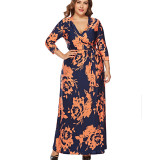 Long Sleeve Maxi Dress For Plus Size Ladies 0024 