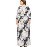 Long Sleeve Maxi Dress For Plus Size Ladies 0024 
