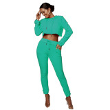 Crop Tracksuit Set With Hood 3276