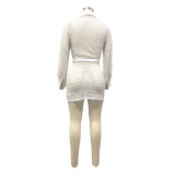 Long Sleeve Fishnet Dress Shirt With Sashes 9503