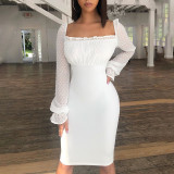 White Lace Up Bodycon Dress 1734186
