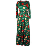 Christmas Themed Long Sleeve Maxi Dress 8019202/04/010