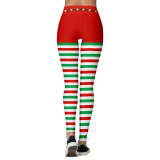 Women's Christmas Striped Belt Print Leggings BFY011 015