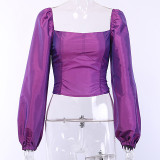 Ruched Back Purple Crop Top 96121