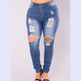 Broken Hole Plus Size Denim Jeans 8016