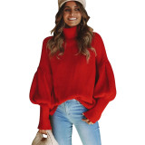 4 Colors Lantern Sleeve High Neck Sweaters 3039