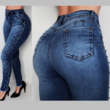 Brazillian Studded Push Up Jeans For Women 0336