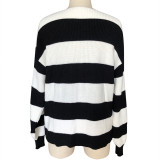 Black And White Stripe A Line Sweater 8007