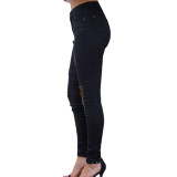 Skinny Jeans With Leopard Patch 0319 