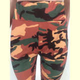 Camouflage Print Flare Pants High Waist 5287