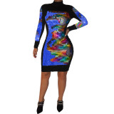 Long Sleeve Sequin Dress For Mature Women 8181